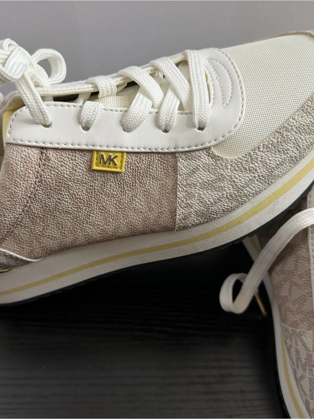 Michael Kors Cream & Yellow Logo-Trim Sneakers